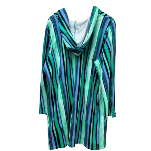 Denim & Co Beach Cover Up Plus Size 1X  Blue Stripe French Terry Womens Hoodie - Picture 5 of 13